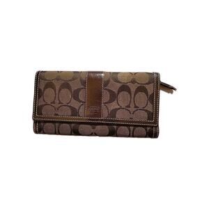 COACH Signature Logo Tri-Fold Long Wallet 7"x4"x1"